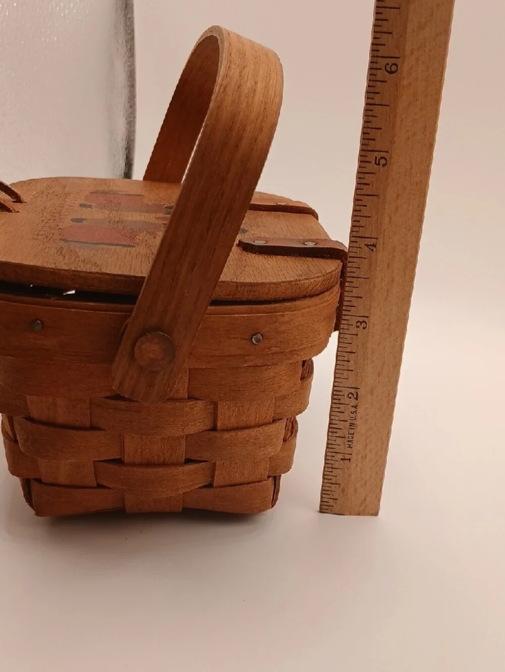 Vintage 1987 Painted Lid Small Longaberger Basket